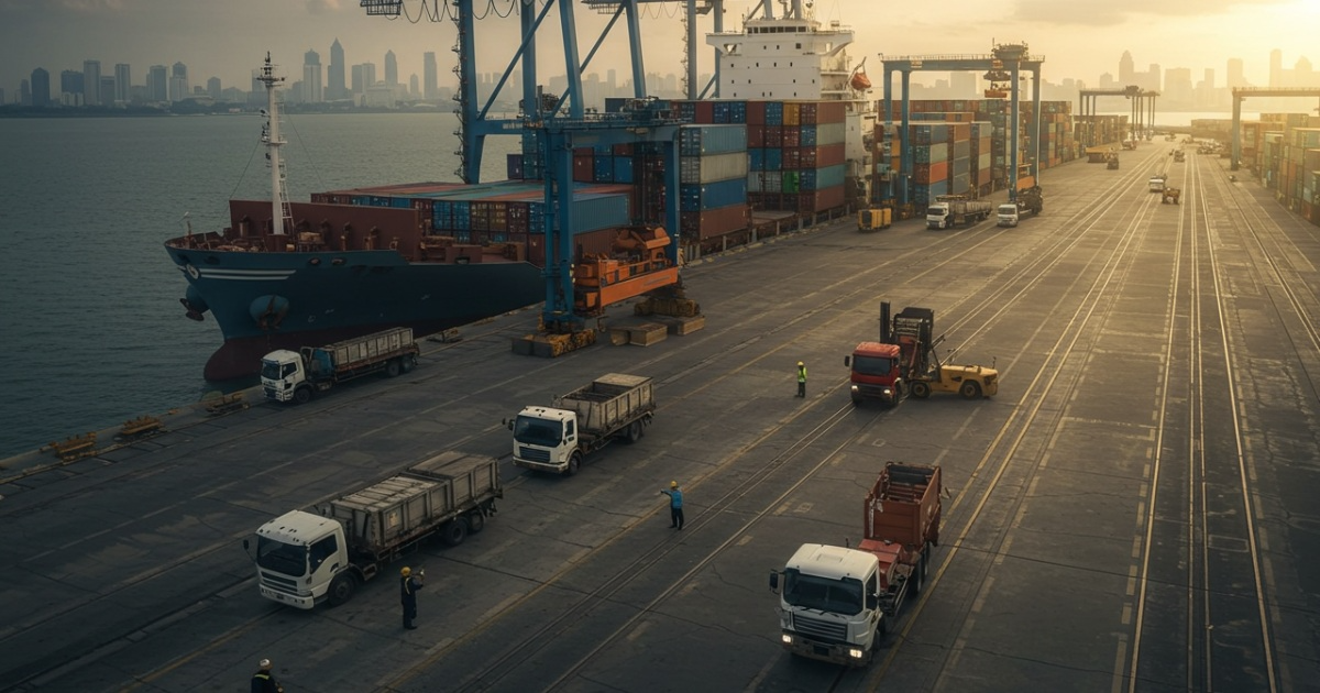 Ilustrasi pelabuhan ekspor impor - NEXT Indonesia Center