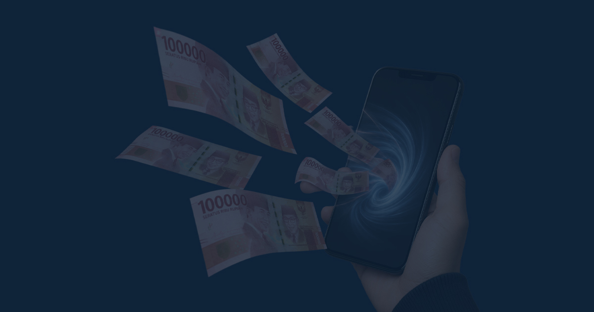Ilustrasi uang tersedot masuk ke dalam smartphone - NEXT Indonesia Center
