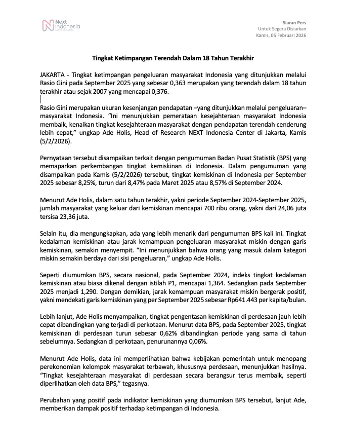 cover siaran pers Tingkat Ketimpangan Terendah Dalam 18 Tahun Terakhir NEXT Indonesia Center.png