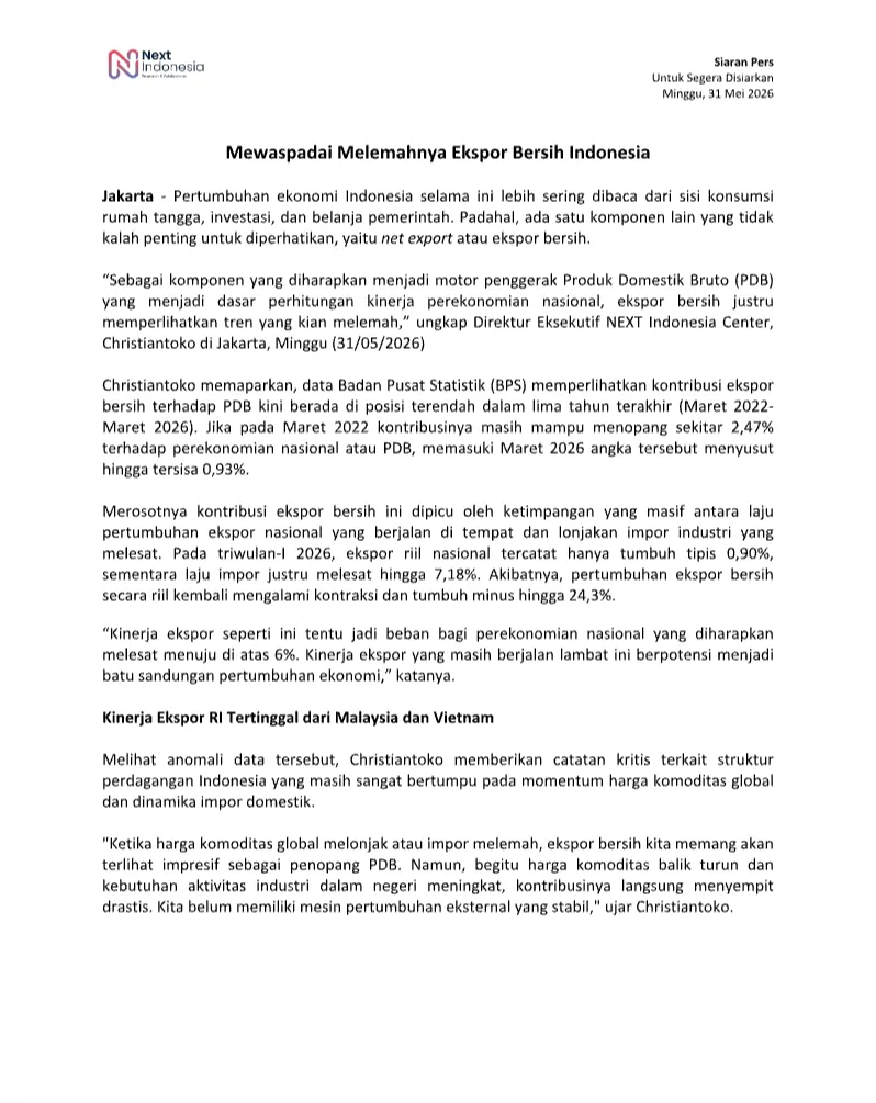 Cover Siaran Pers Mewaspadai Melemahnya Ekspor Bersih Indonesia.png